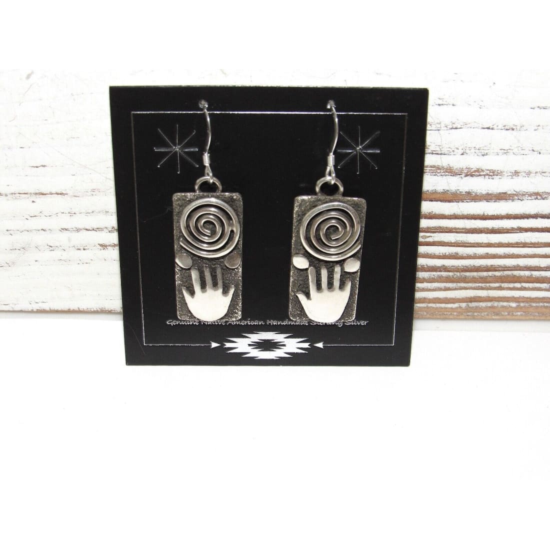Navajo Alex Sanchez Petroglyph Dangle Earrings Sterling