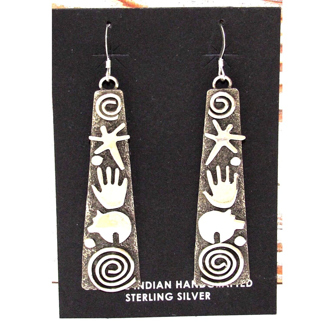 Navajo Alex Sanchez Petroglyph Dangle Earrings Sterling