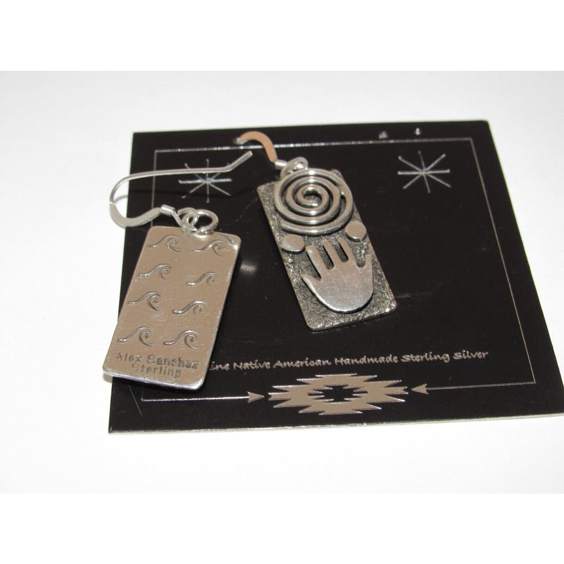 Navajo Alex Sanchez Petroglyph Dangle Earrings Sterling