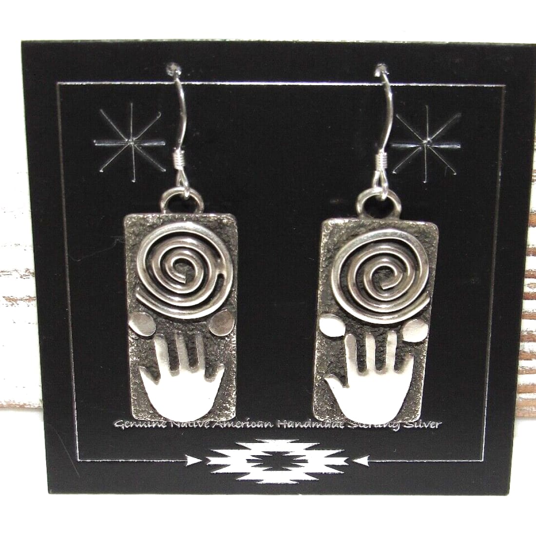 Navajo Alex Sanchez Petroglyph Dangle Earrings Sterling