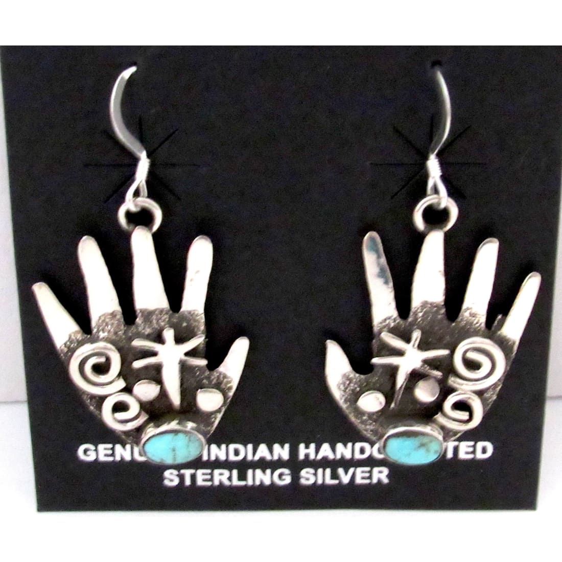 Navajo Alex Sanchez Petroglyph Dangle Healing Hands