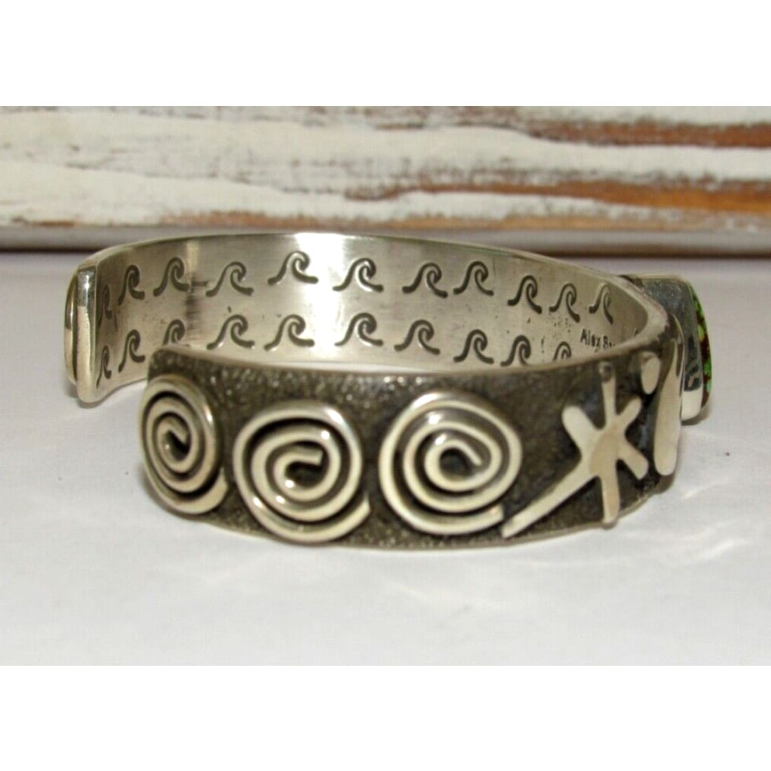 Navajo Alex Sanchez Petroglyphs Cuff Bracelet Number 8