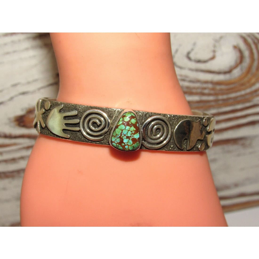 Navajo Alex Sanchez Petroglyphs Cuff Bracelet Number 8