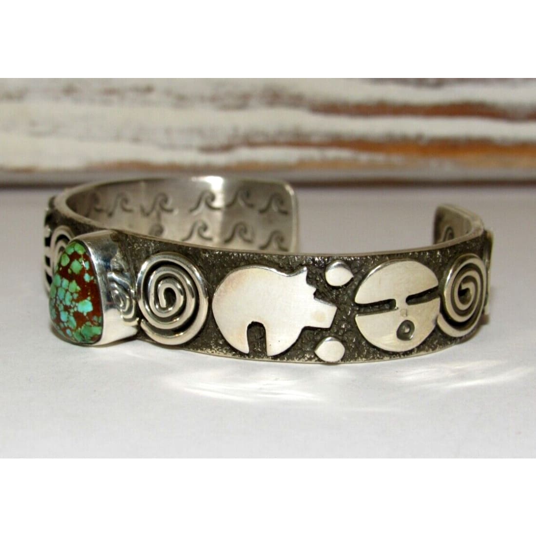 Navajo Alex Sanchez Petroglyphs Cuff Bracelet Number 8