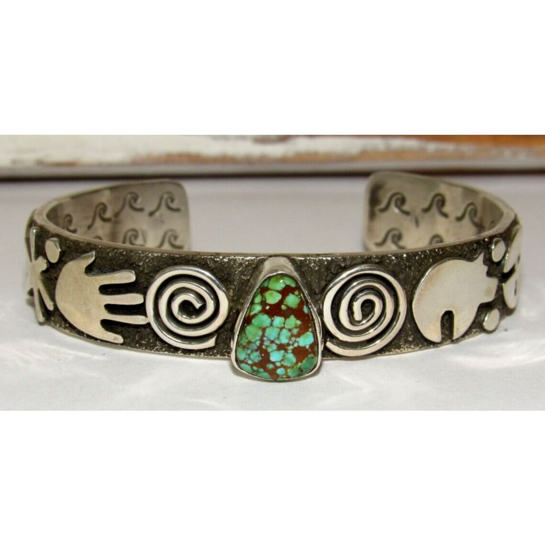 Navajo Alex Sanchez Petroglyphs Cuff Bracelet Number 8