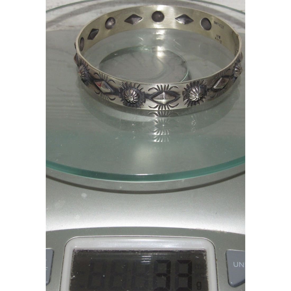 Navajo Bangle Bracelet Sterling Silver Repousse Design