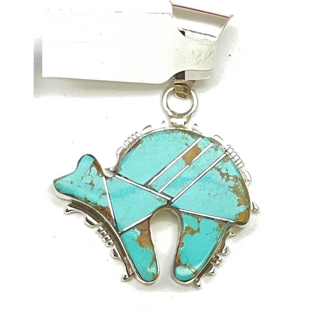 Navajo Bear Naja Pendant Sterling Silver Number 8 Turquoise