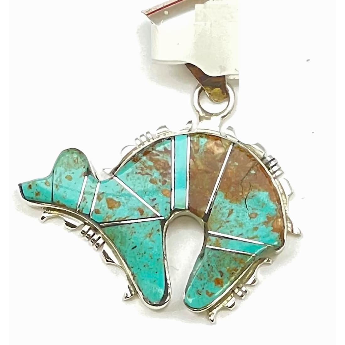 Navajo Bear Naja Pendant Sterling Silver Number 8 Turquoise