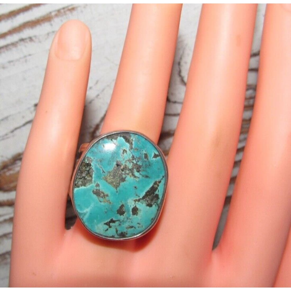 Navajo Blue Diamond Mine Turquoise Ring Sz 9 Sterling Silver