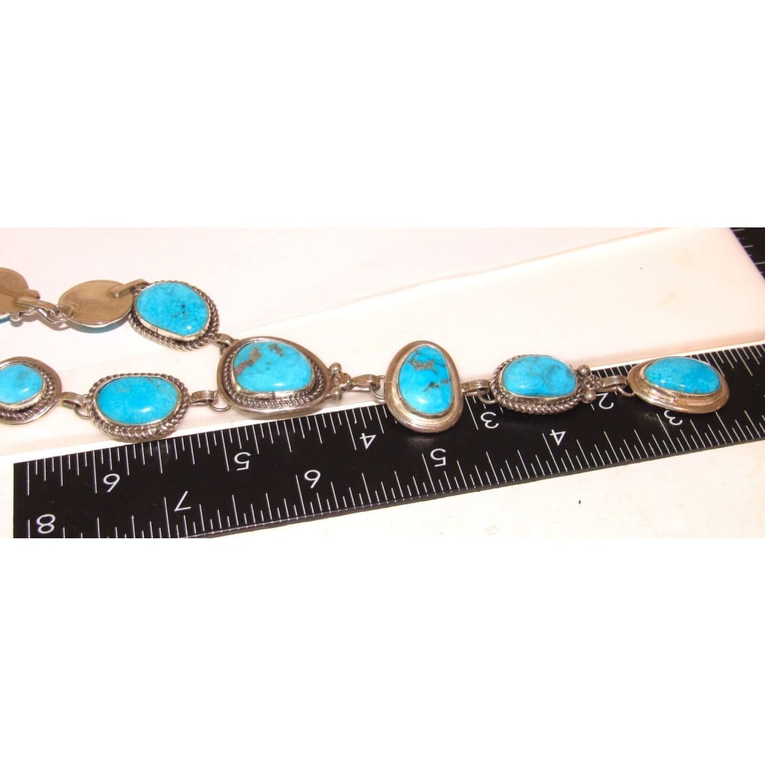Navajo Blue Royston Turquoise Lariat Necklace Sterling