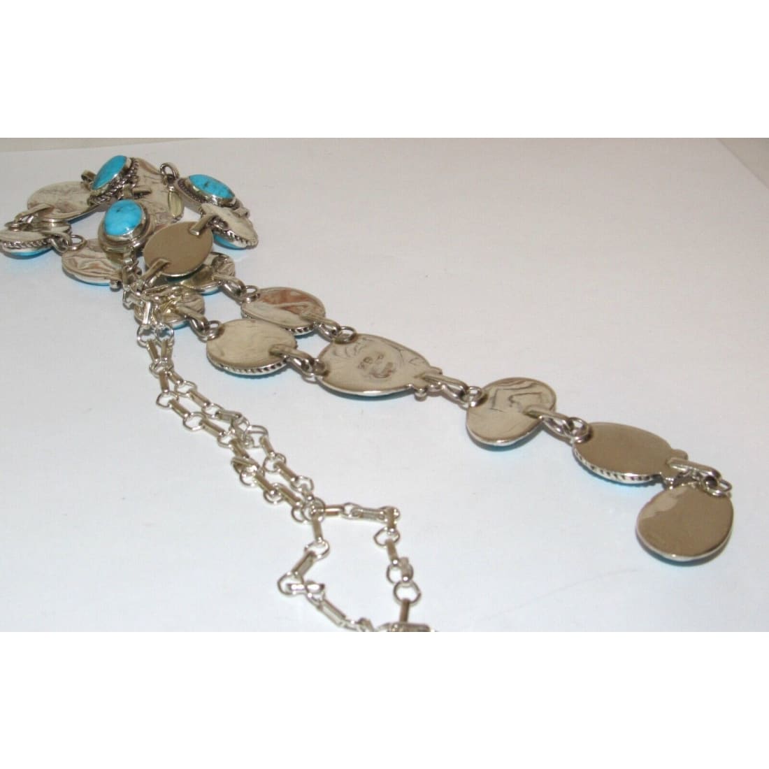 Navajo Blue Royston Turquoise Lariat Necklace Sterling
