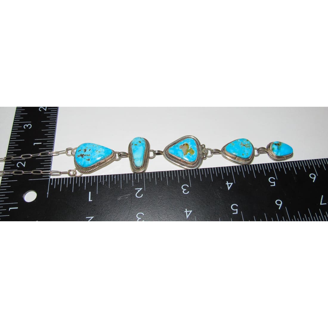 Navajo Blue Royston Turquoise Lariat Necklace Sterling