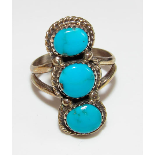 Navajo Blue Royston Turquoise Ring Sz 10 Sterling Silver