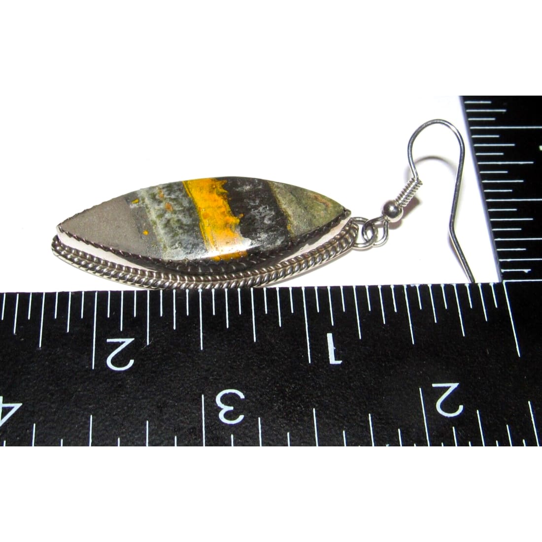 Navajo Bumblebee Jasper Dangle Earrings Sterling Silver P.