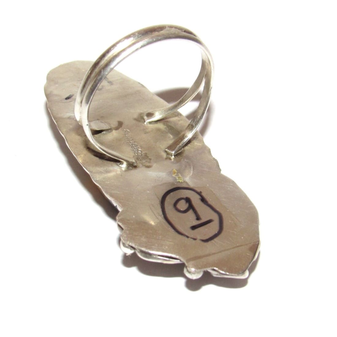 Navajo Bumblebee Jasper Ring Sz 9 Signed Sterling Silver