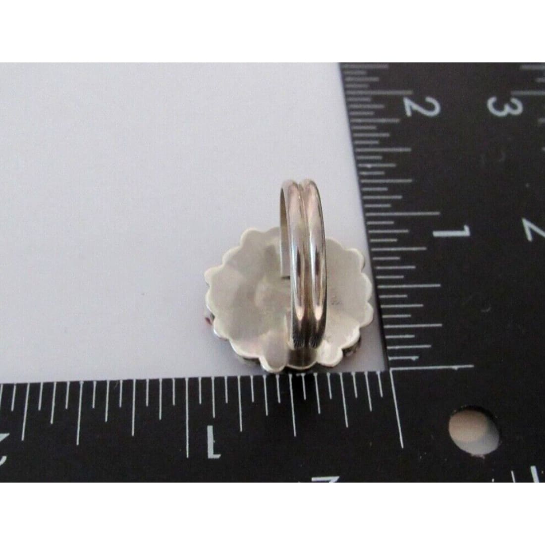 Navajo Coral Cluster Ring Sz 8 Sterling Silver M. Apachito -