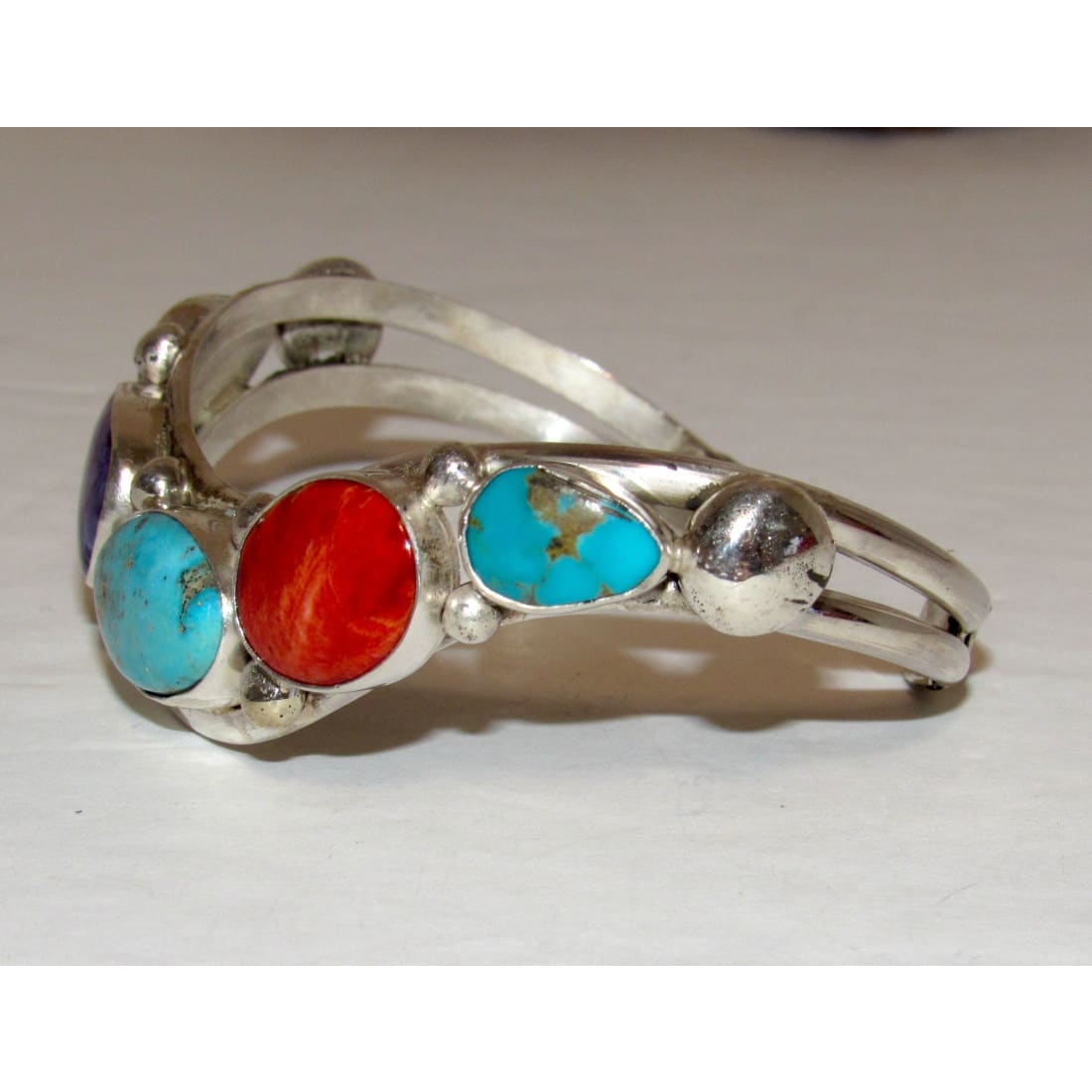 Navajo Davida Lister Turquoise Spiny Cuff Bracelet 925