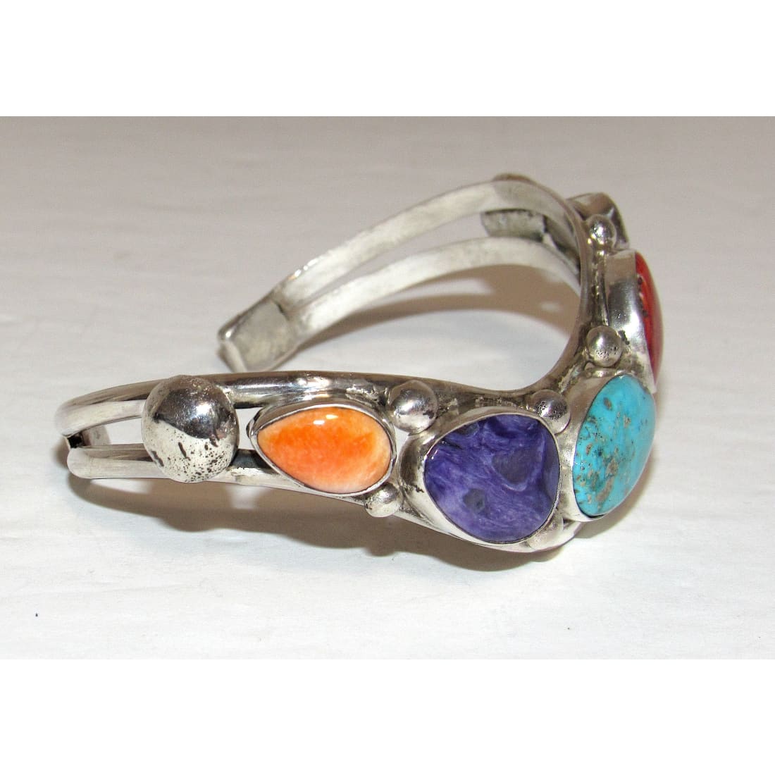 Navajo Davida Lister Turquoise Spiny Cuff Bracelet 925