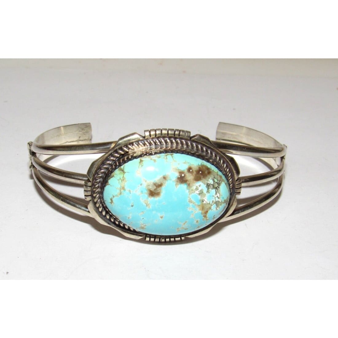 Navajo Dry Creek Turquoise Cuff Bracelet Sterling Silver E.