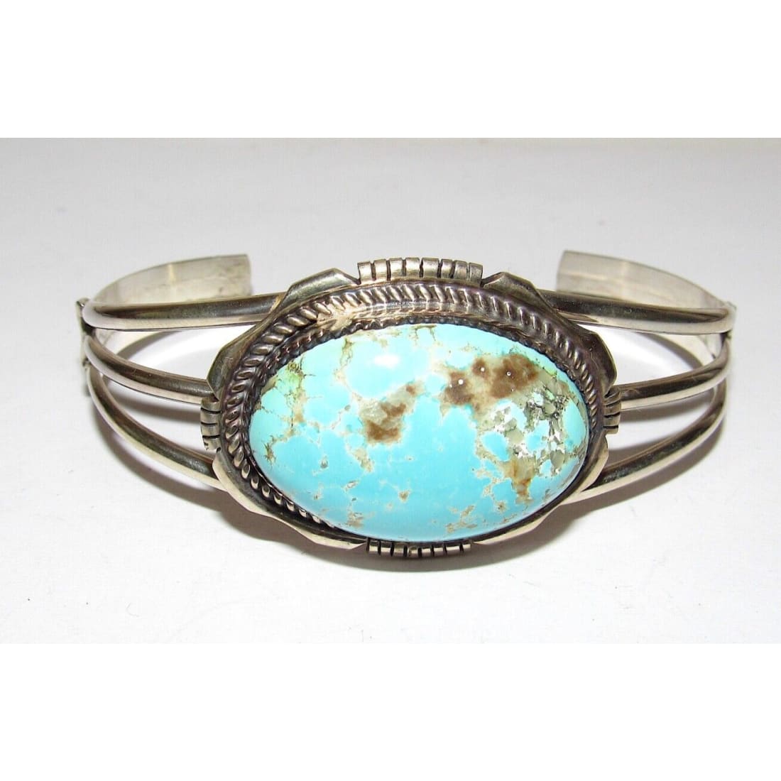 Navajo Dry Creek Turquoise Cuff Bracelet Sterling Silver E.
