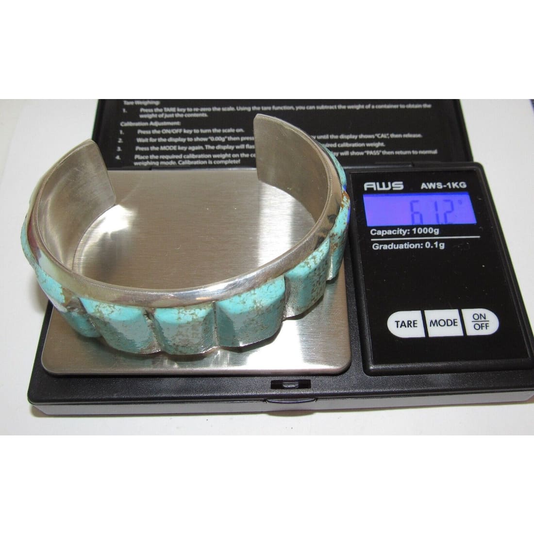 Navajo Dry Creek Turquoise Cuff Bracelet Cobble Stone Inlay