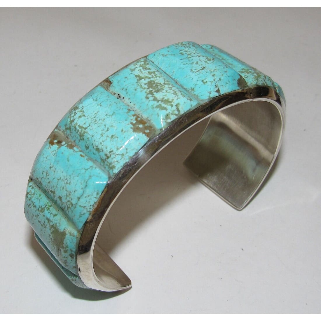 Navajo Dry Creek Turquoise Cuff Bracelet Cobble Stone Inlay