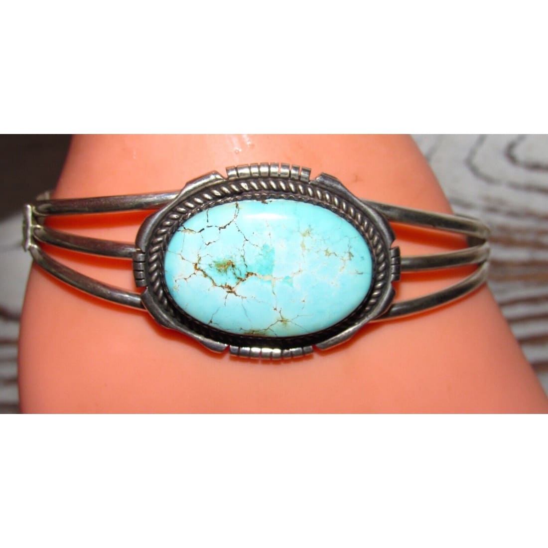 Navajo Dry Creek Turquoise Cuff Bracelet Sterling Silver E.