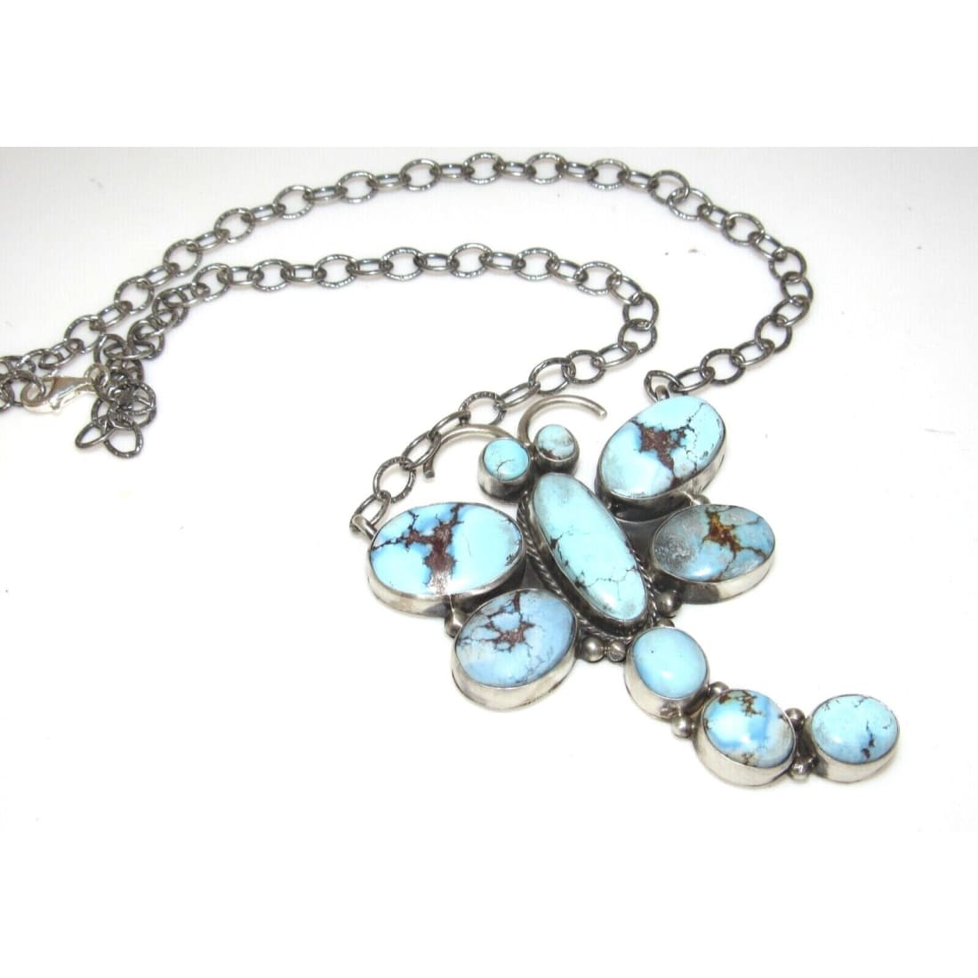 Huge Navajo Dragonfly Necklace Golden Hills Turquoise Sterling Silver Native Native American