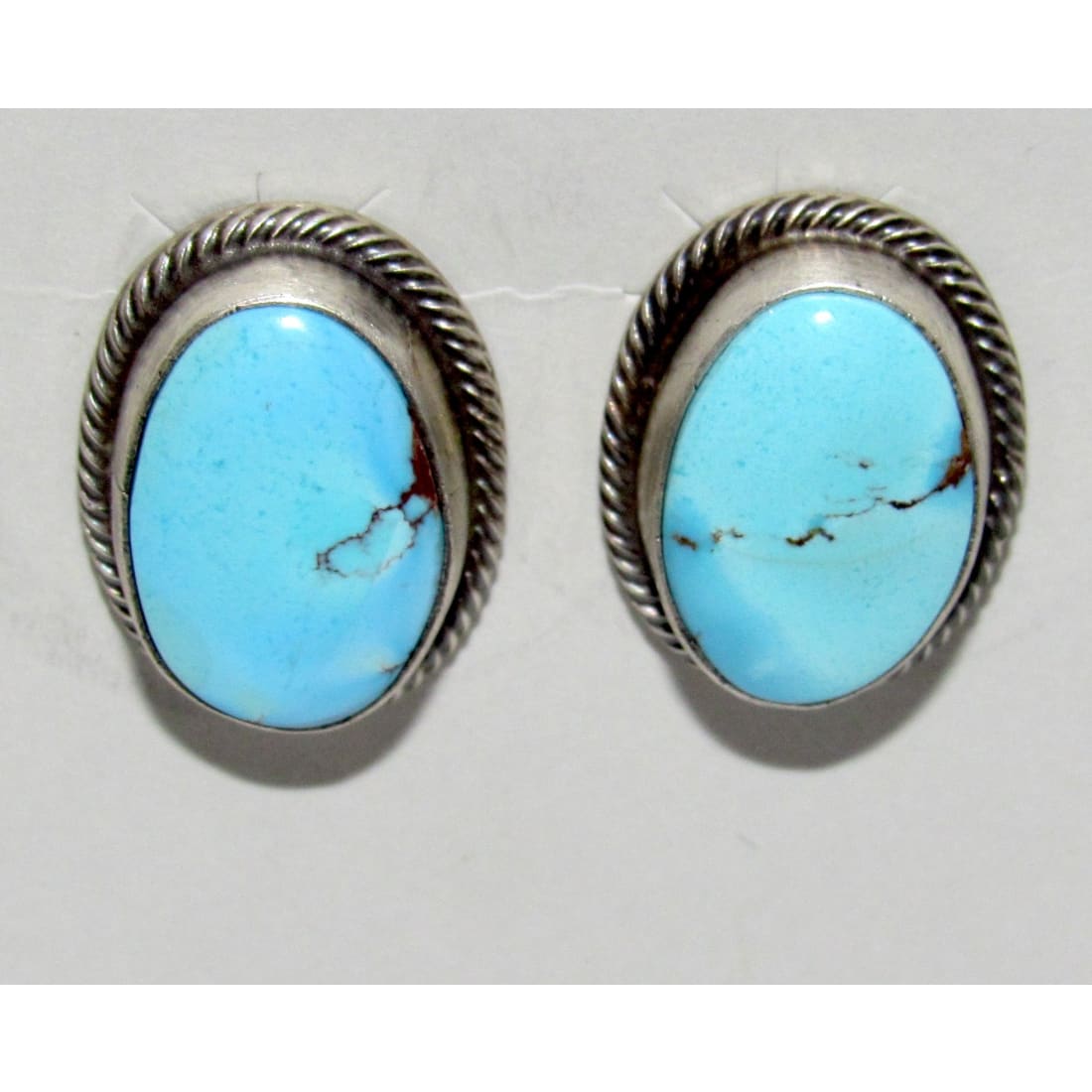 Navajo Golden Hills Turquoise Post Earrings Sterling Silver