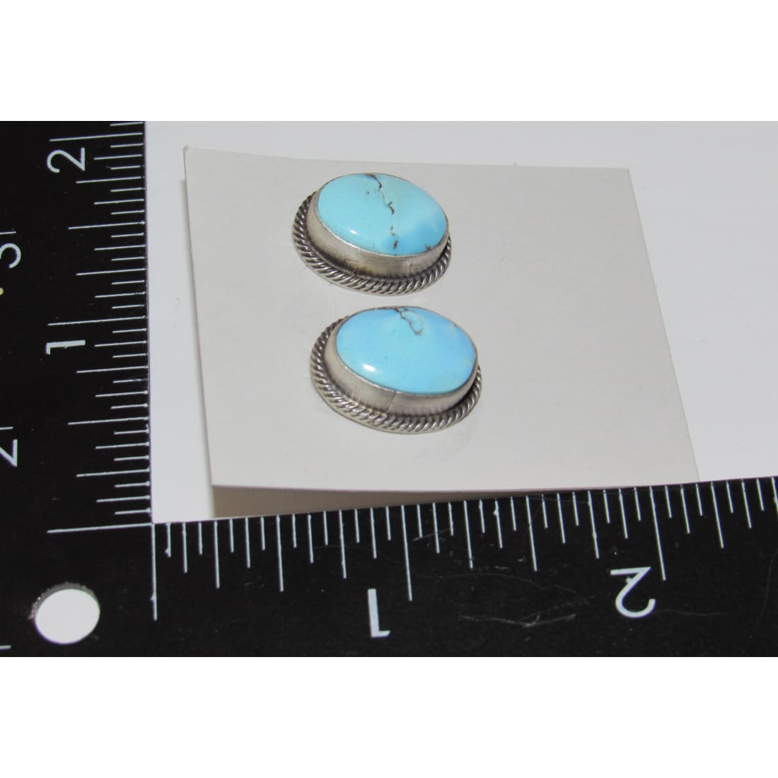 Navajo Golden Hills Turquoise Post Earrings Sterling Silver