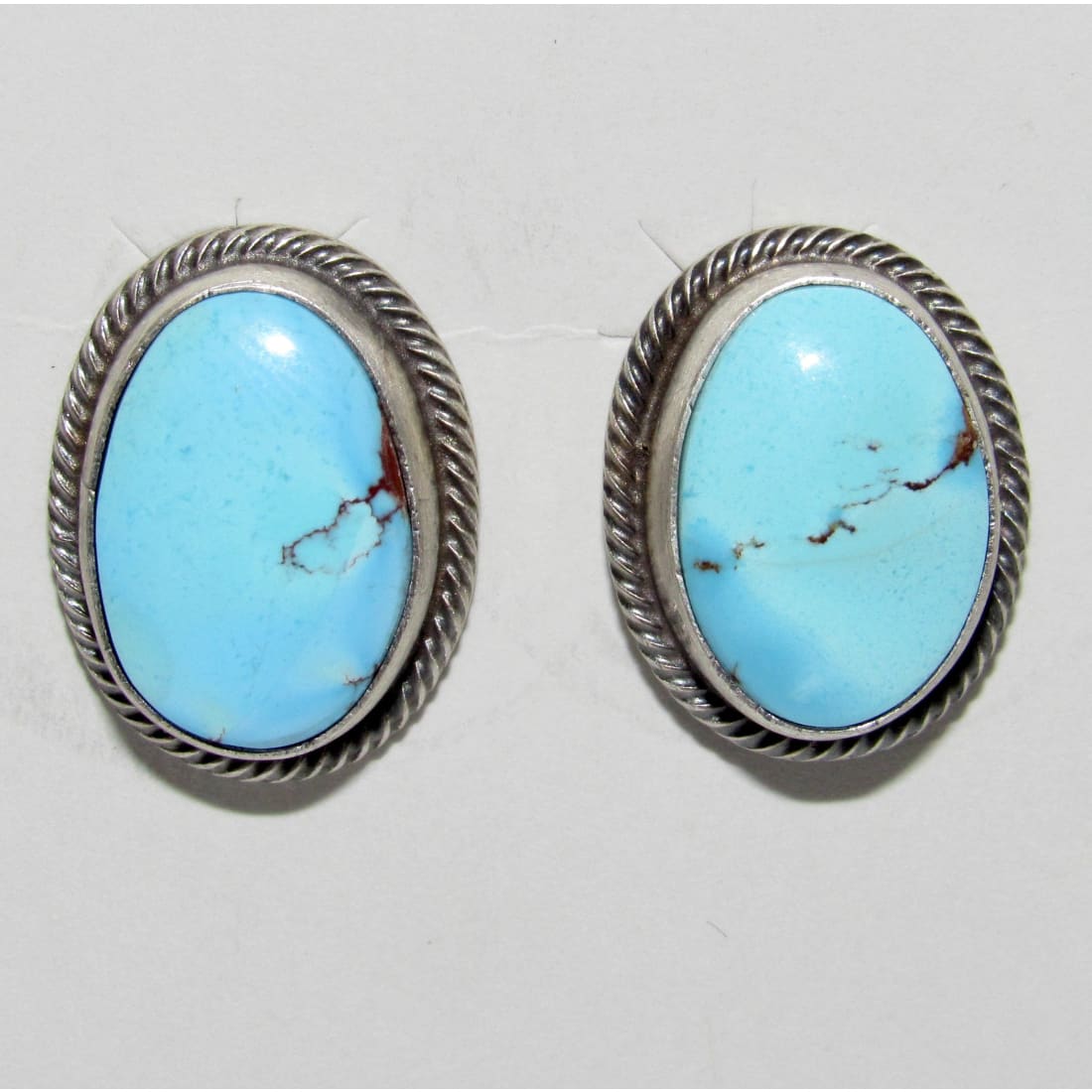 Navajo Golden Hills Turquoise Post Earrings Sterling Silver