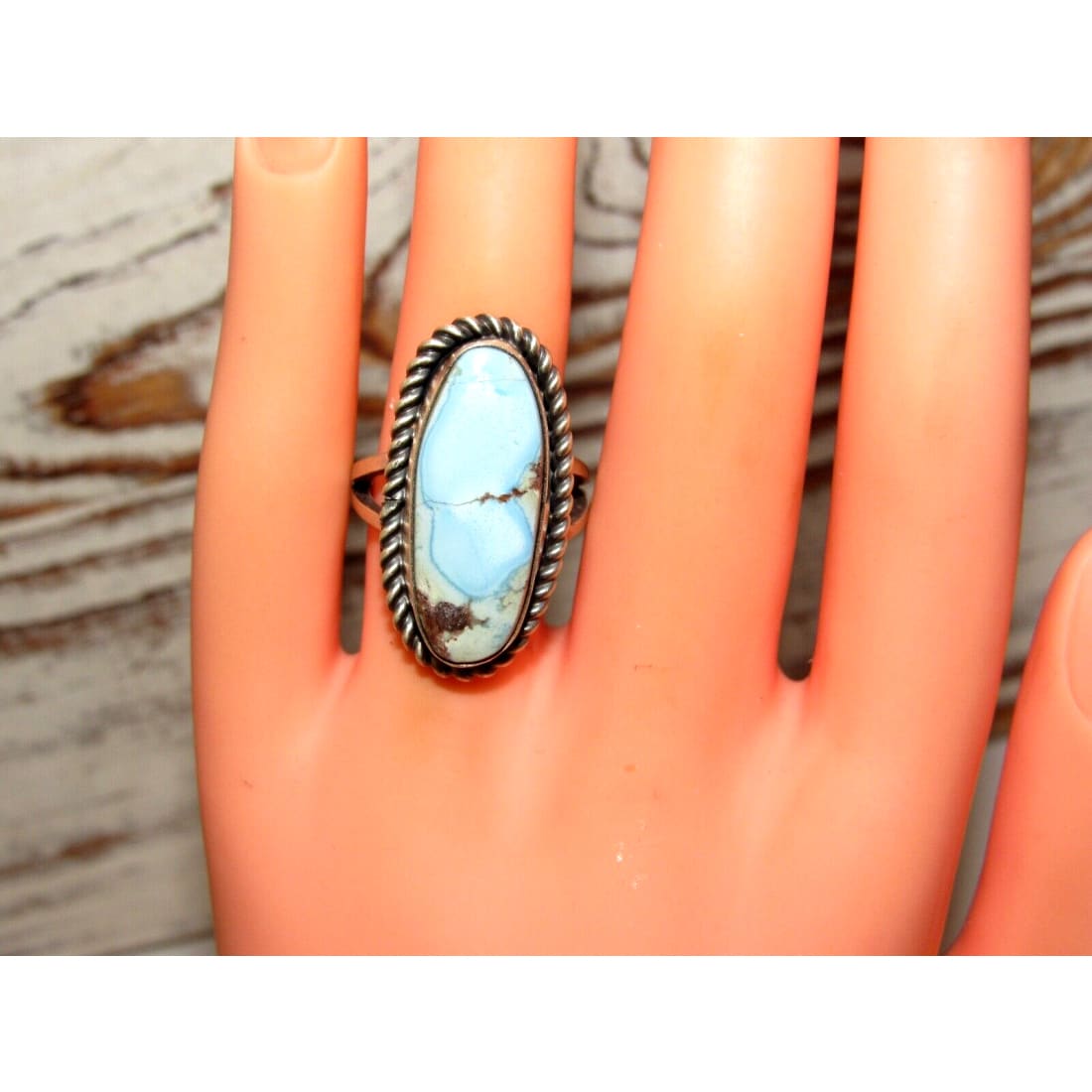 Navajo Golden Hills Turquoise Ring Sz 6.5 Sterling Silver