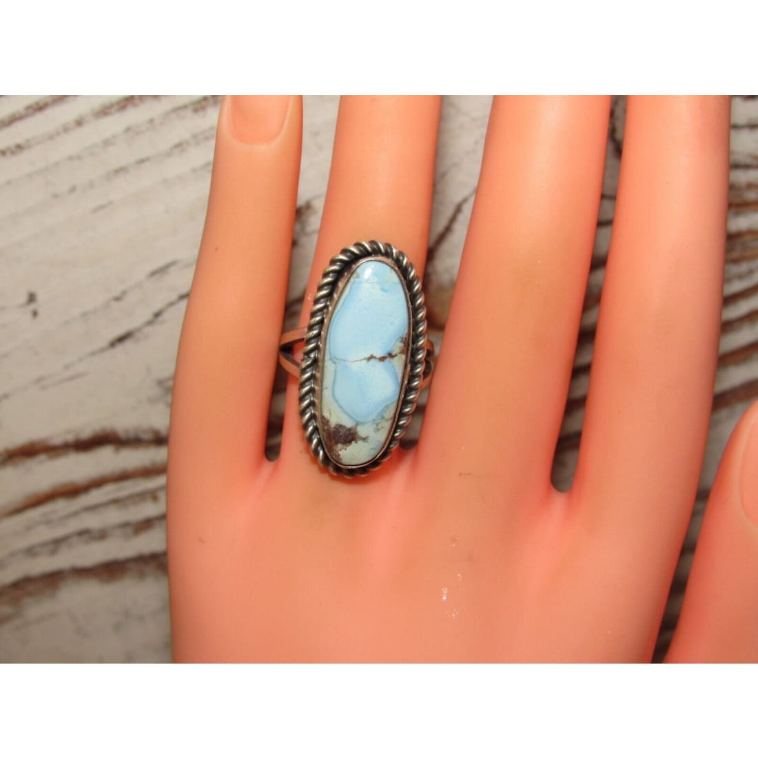 Navajo Golden Hills Turquoise Ring Sz 6.5 Sterling Silver
