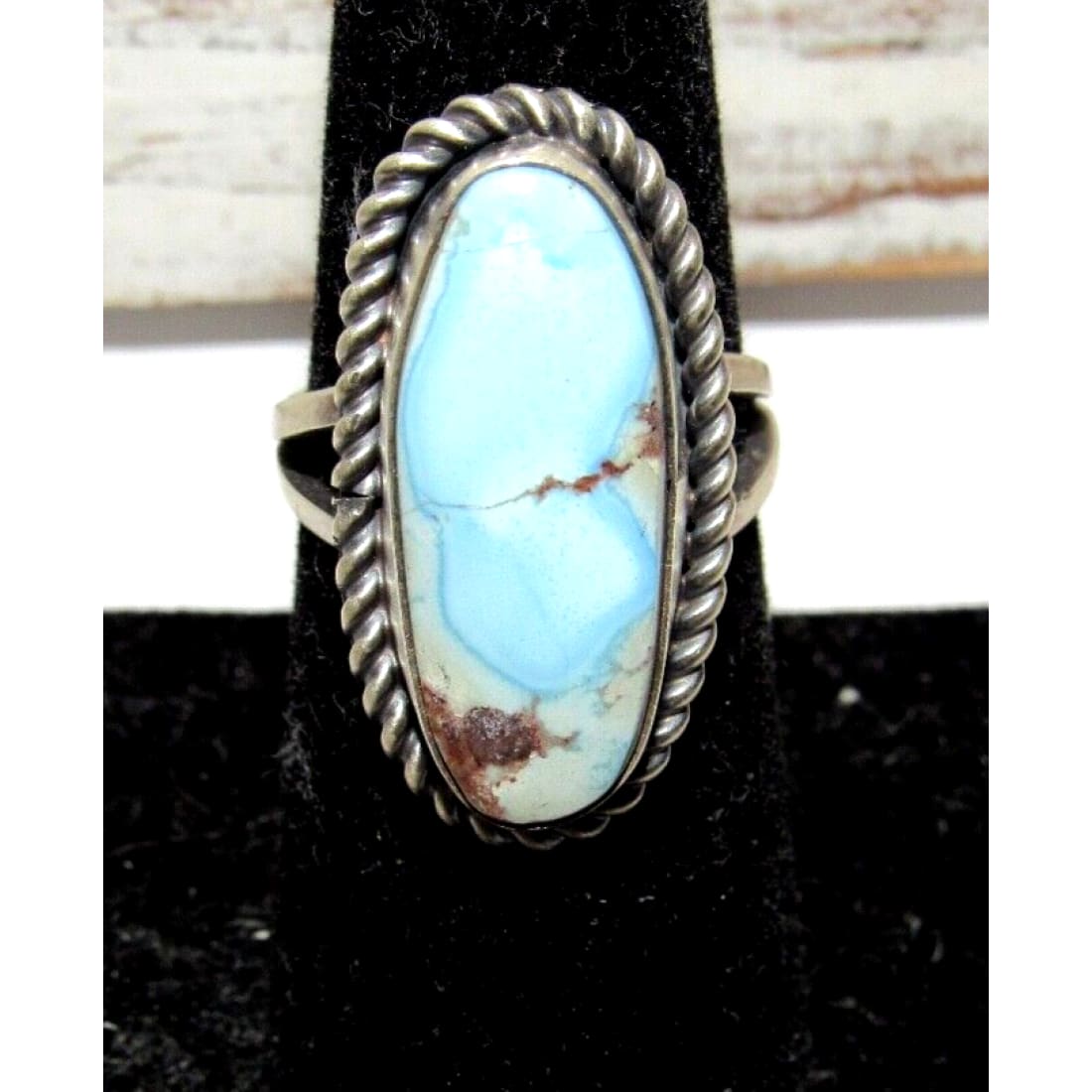 Navajo Golden Hills Turquoise Ring Sz 6.5 Sterling Silver