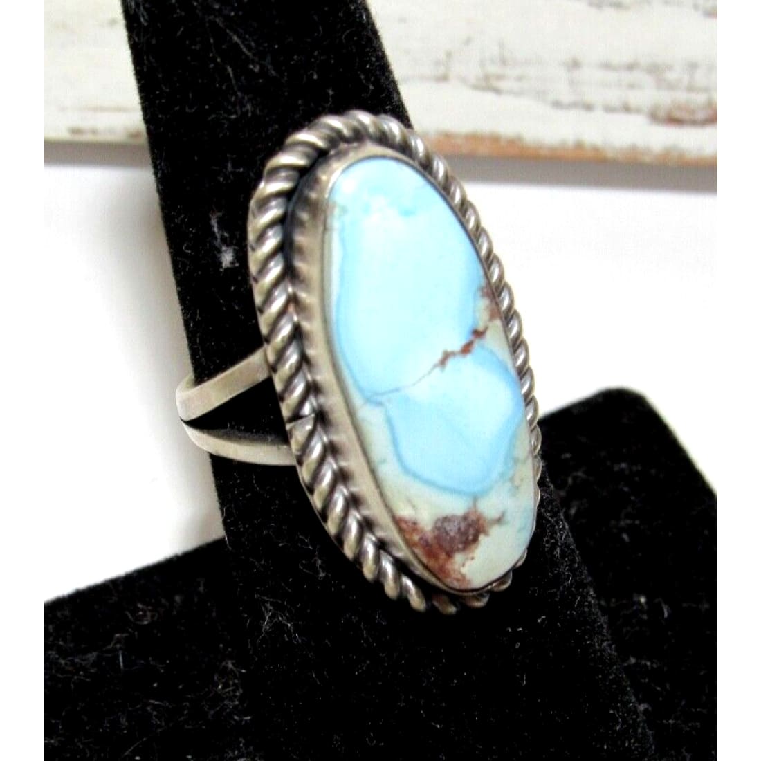 Navajo Golden Hills Turquoise Ring Sz 6.5 Sterling Silver