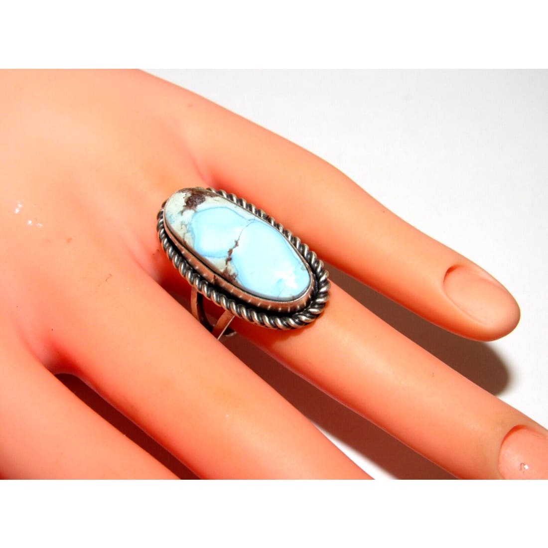 Navajo Golden Hills Turquoise Ring Sz 6.5 Sterling Silver