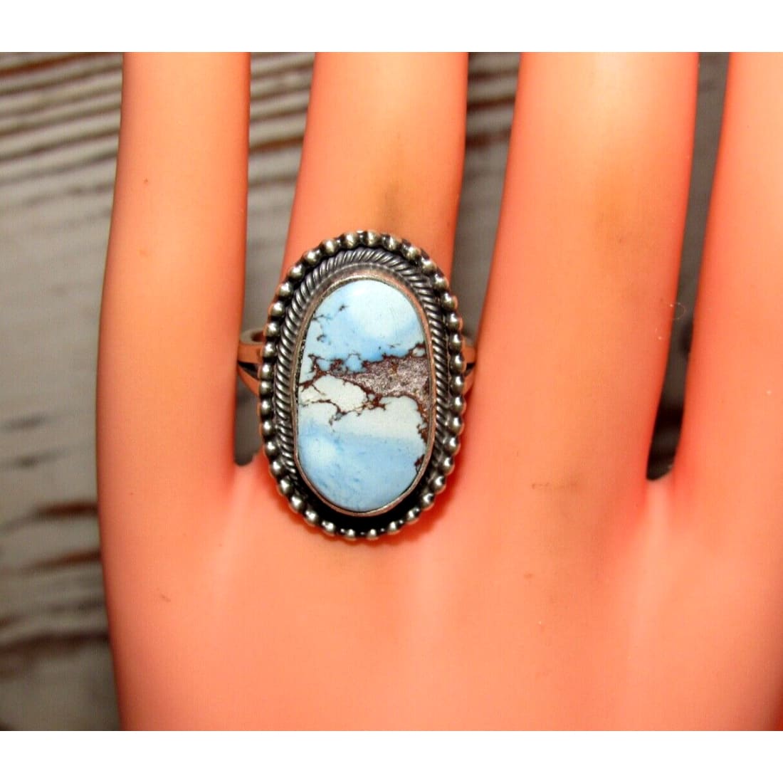 Navajo Golden Hills Turquoise Ring Sz 8 Sterling Silver M