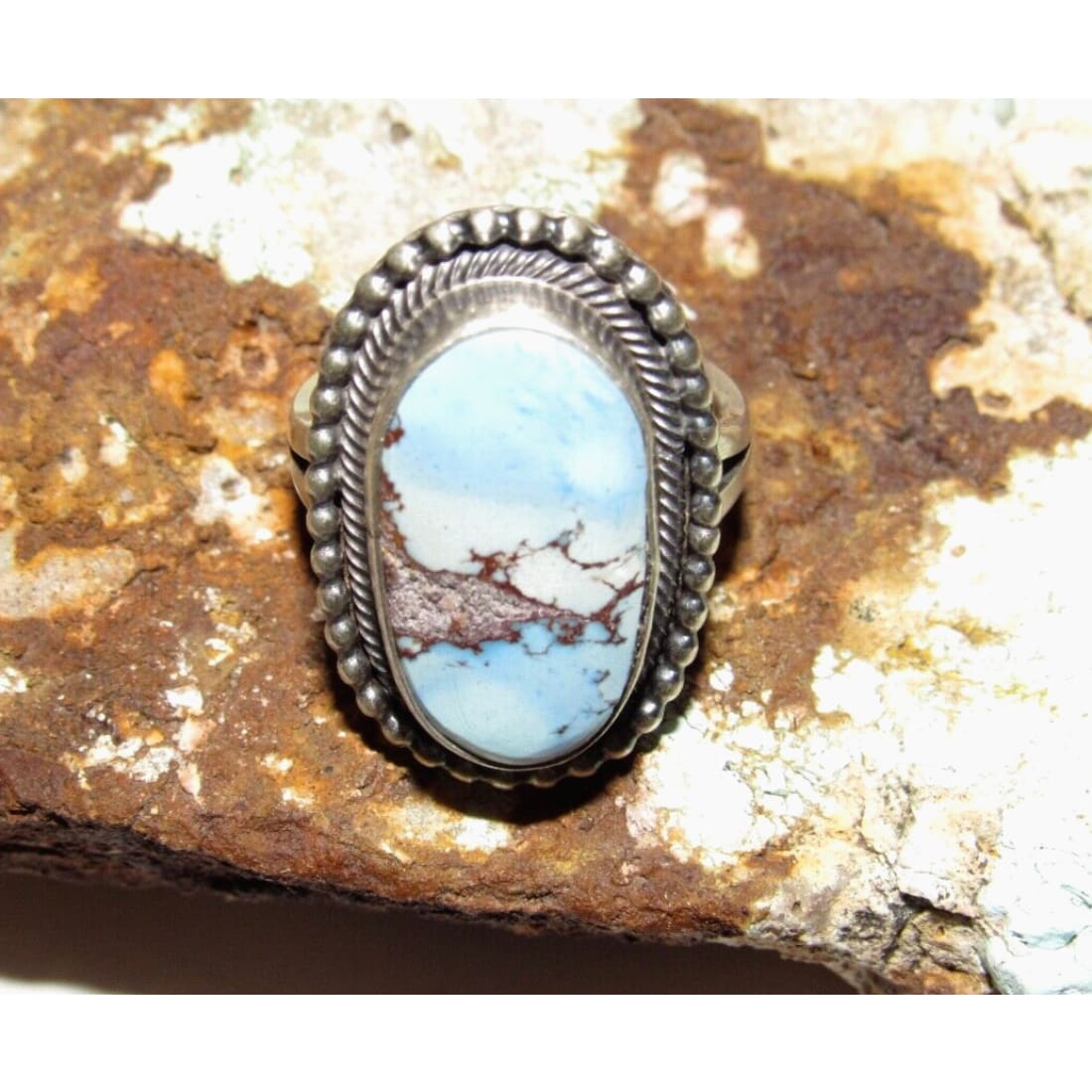 Navajo Golden Hills Turquoise Ring Sz 8 Sterling Silver M