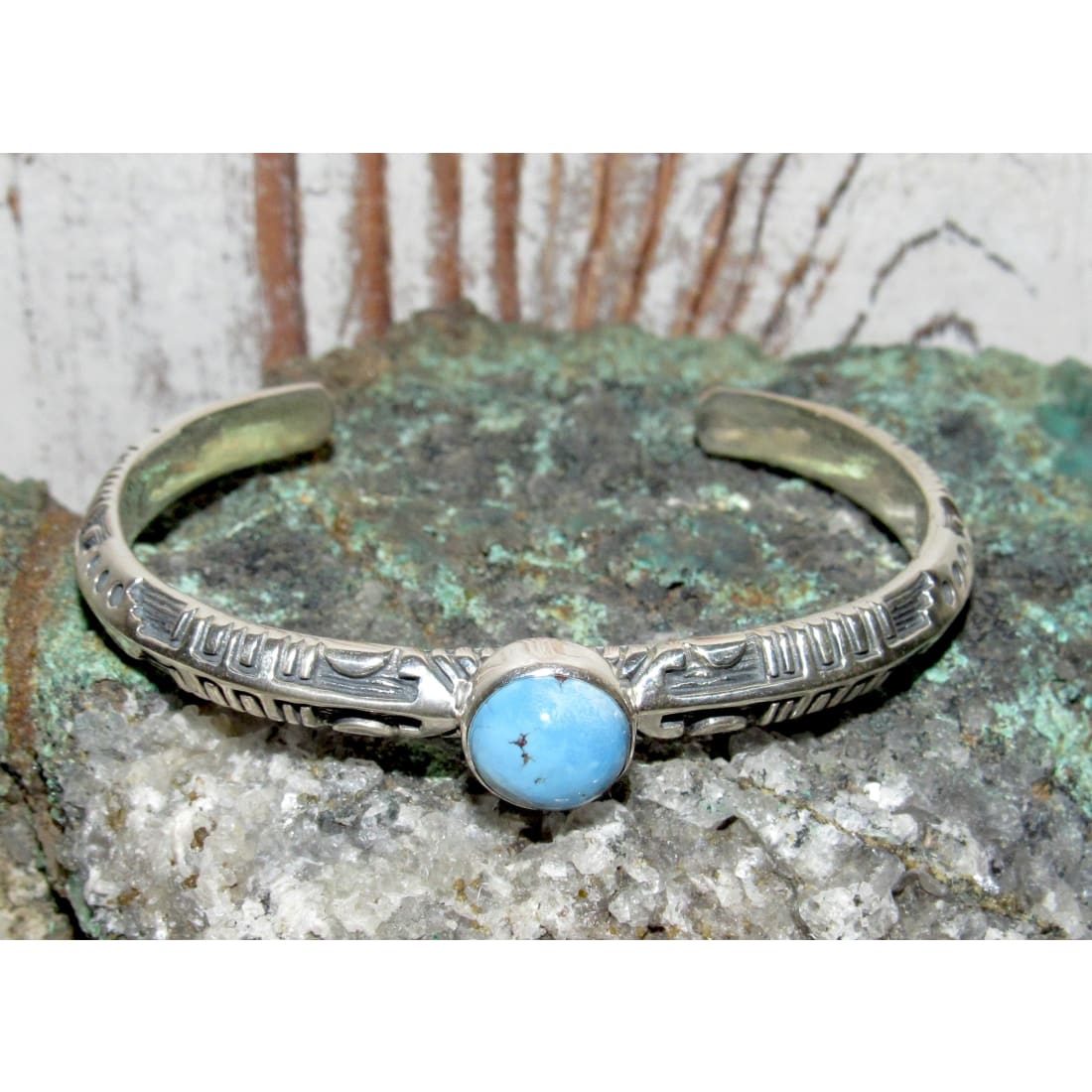 Navajo Golden Hills Turquoise Stacker Cuff Sterling Silver