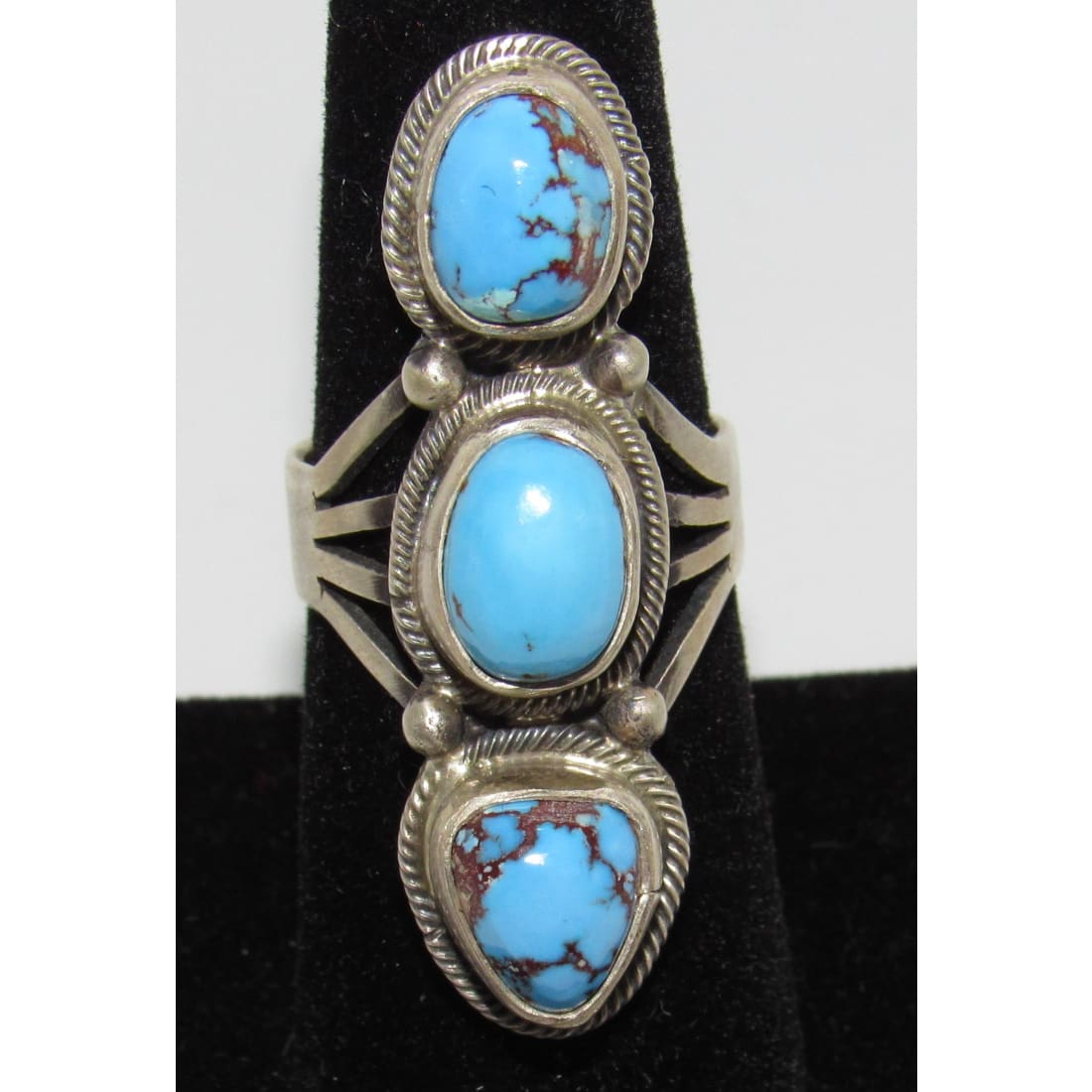 Navajo Golden Hills Turquoise Statement Ring Sz 7.5