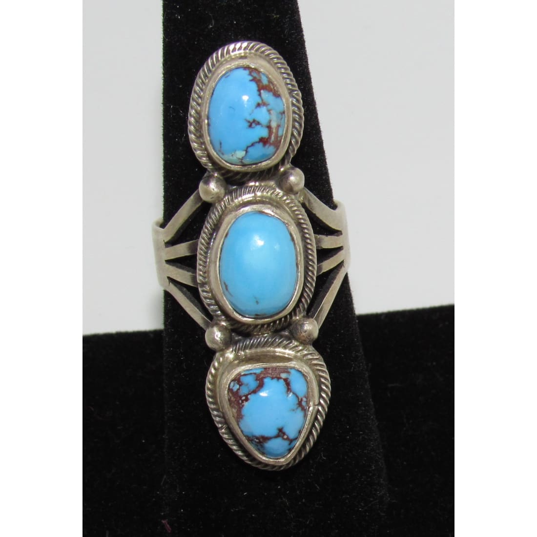 Navajo Golden Hills Turquoise Statement Ring Sz 7.5