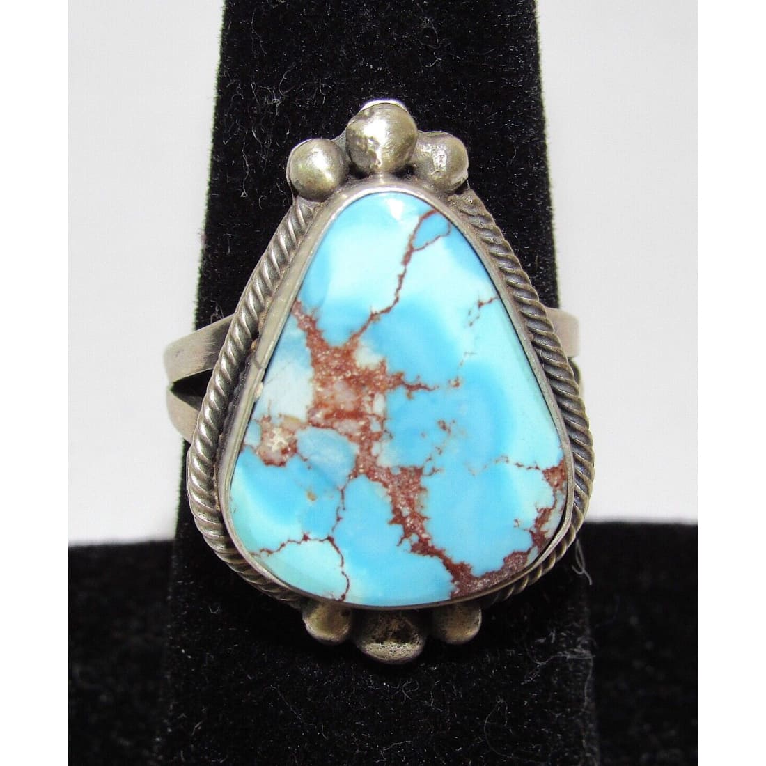 Navajo Golden Hills Turquoise Statement Ring Sz 7 Sterling