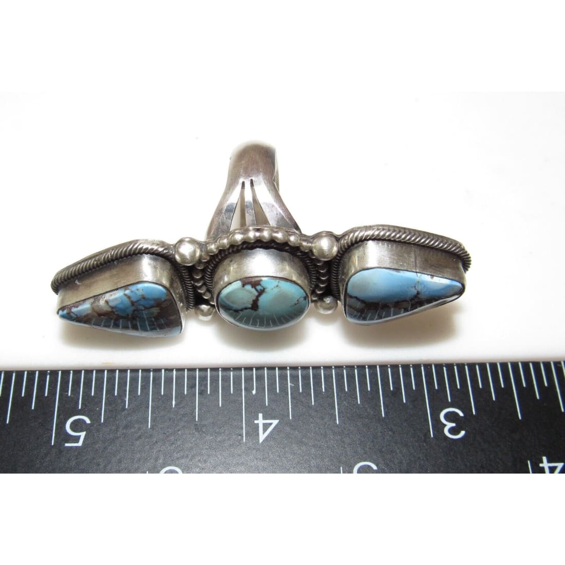 Navajo Golden Hills Turquoise Statement Ring Sz 7 Sterling