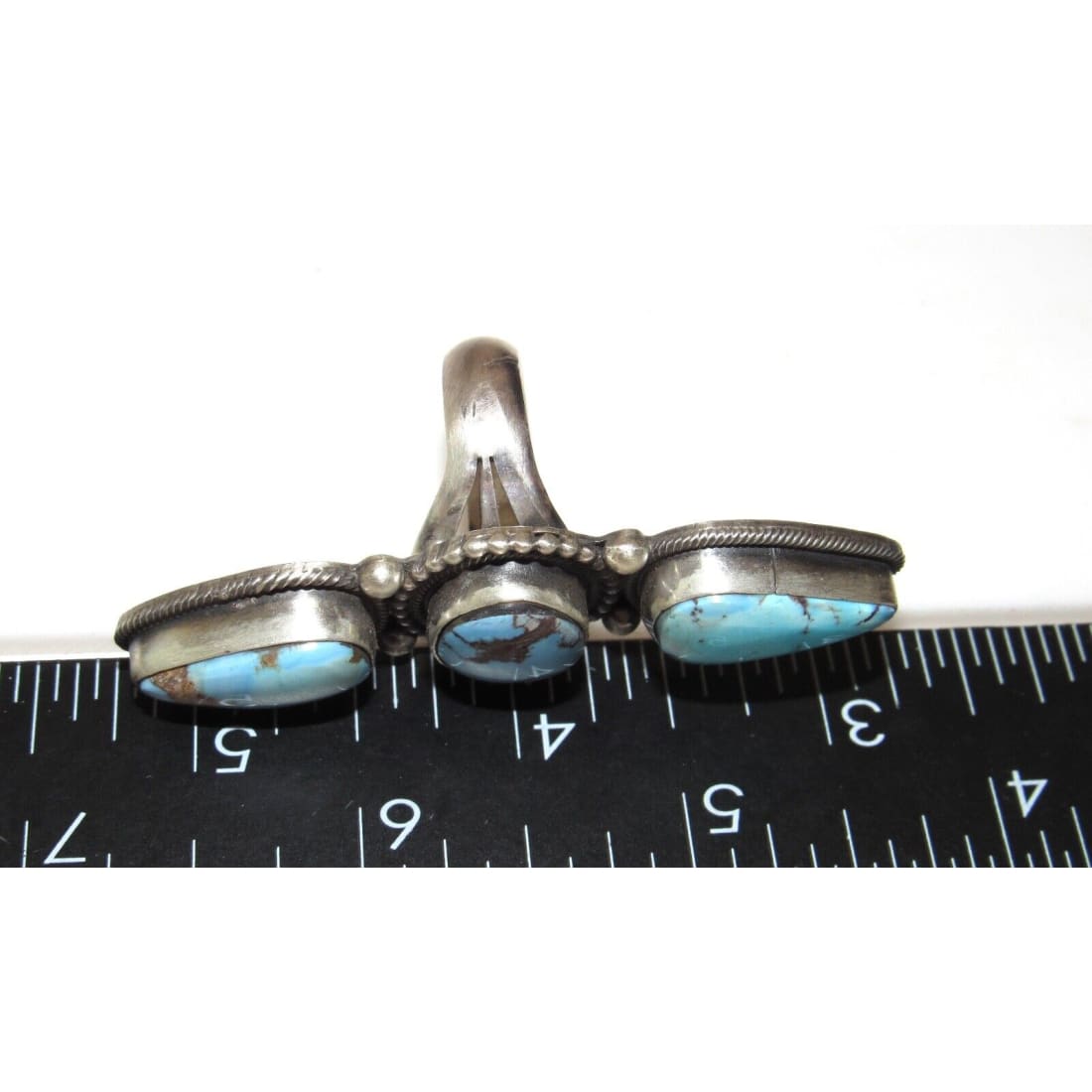 Navajo Golden Hills Turquoise Statement Ring Sz 8 Sterling