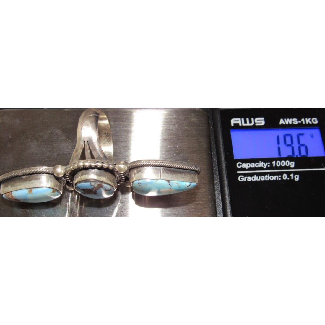 Navajo Golden Hills Turquoise Statement Ring Sz 8 Sterling