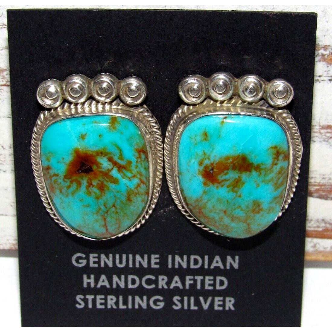 Navajo Gem Grade Royston Turquoise Post Earrings P. Yazzie -