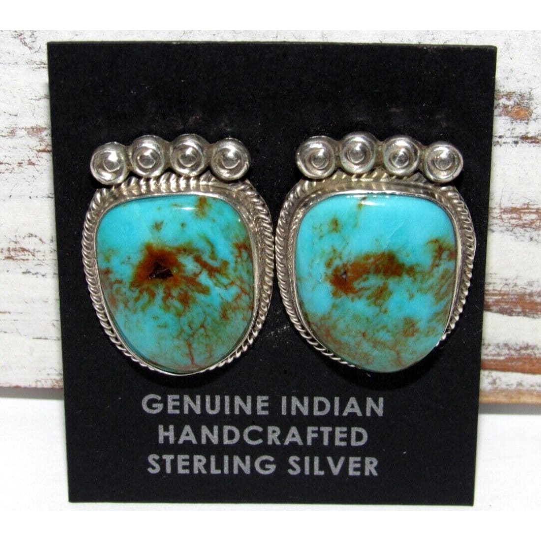 Navajo Gem Grade Royston Turquoise Post Earrings P. Yazzie -