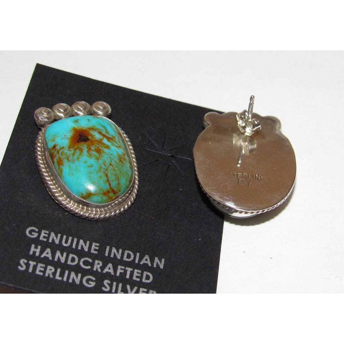 Navajo Gem Grade Royston Turquoise Post Earrings P. Yazzie -