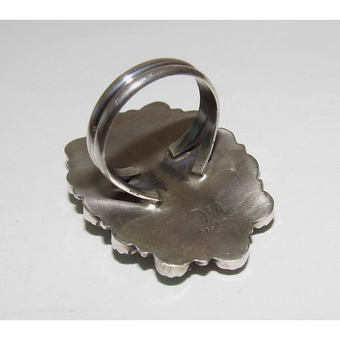 Navajo Green Turquoise Cluster Ring Sz 6.5 Sterling Silver