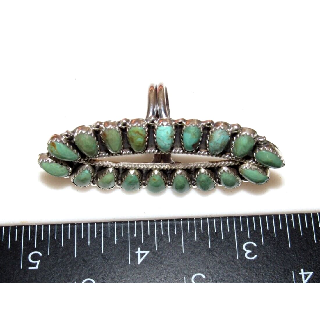 Navajo Green Turquoise Statement Cluster Ring Sz 8 Sterling
